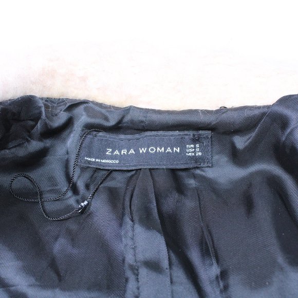 Zara Women Blush Pale Pink Fuzzy Cropped Moto Jacket - Picture 6 of 10